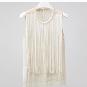 Stella McCartney Ivory Sleeveless Fringe Top